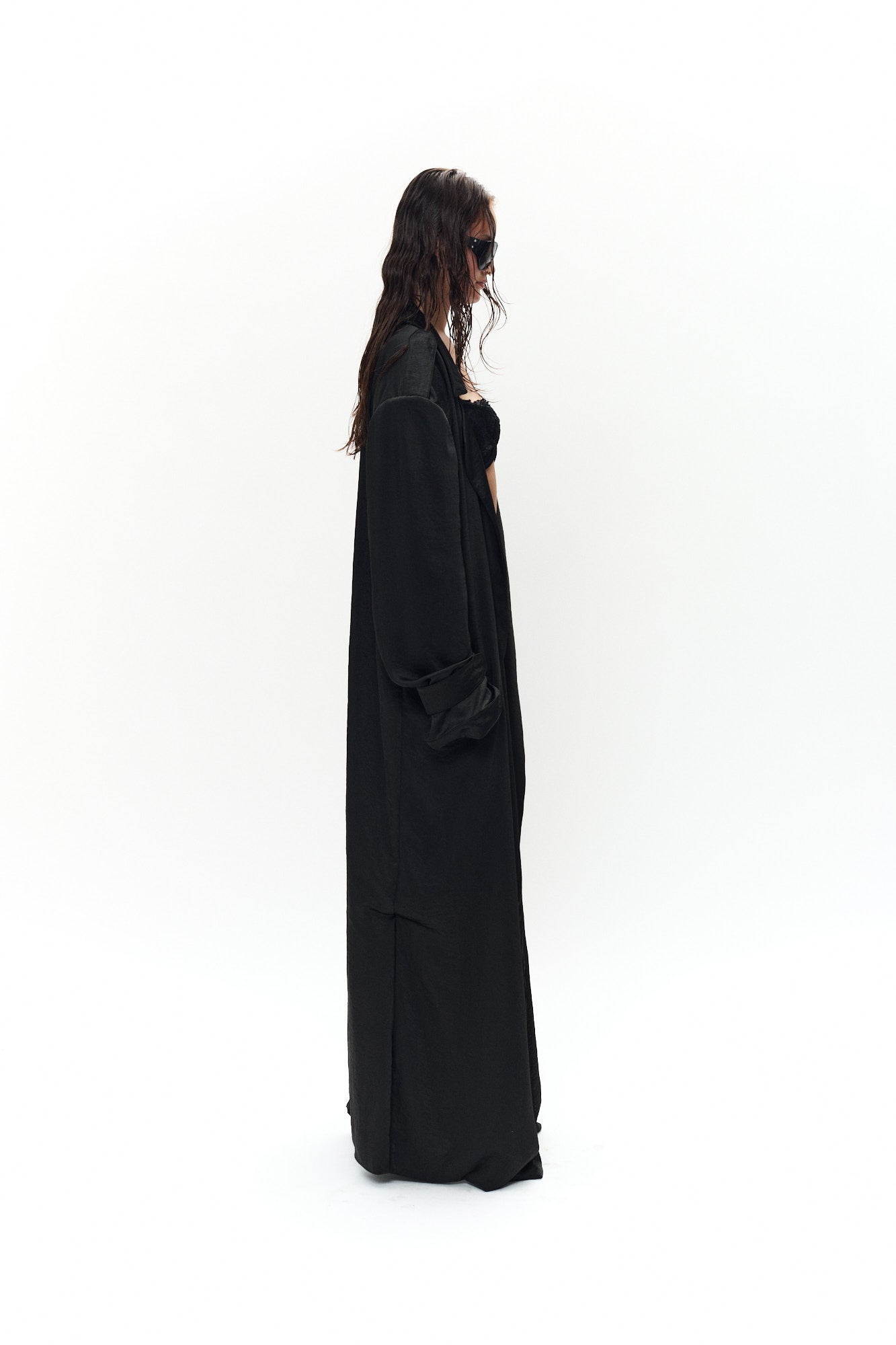 LONG TRENCH COAT - BLACK