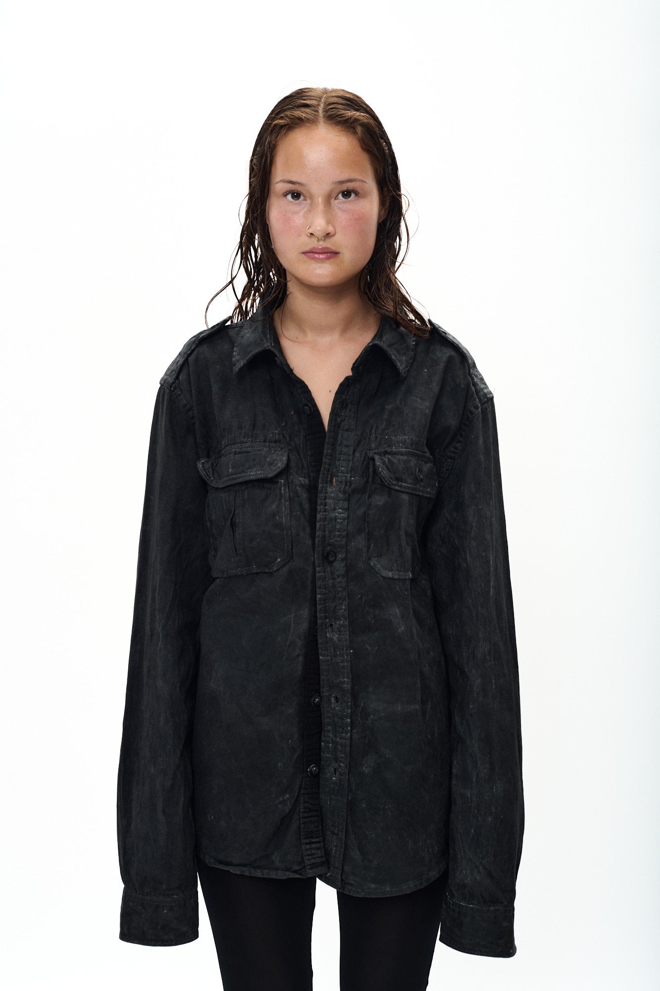 OILSKIN ARMY SHIRT - BLACK