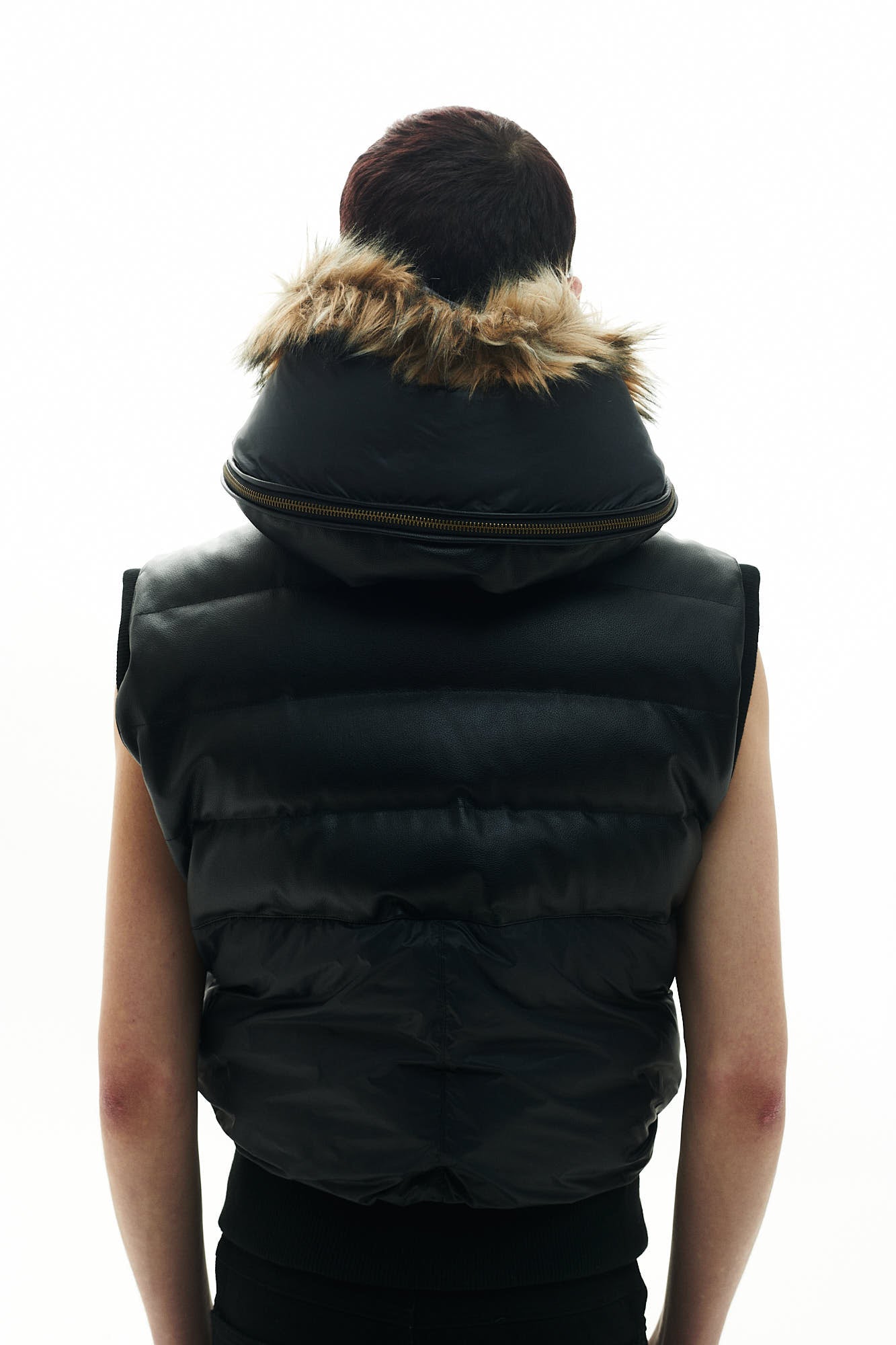 LEATHER/TECH PUFFER VEST