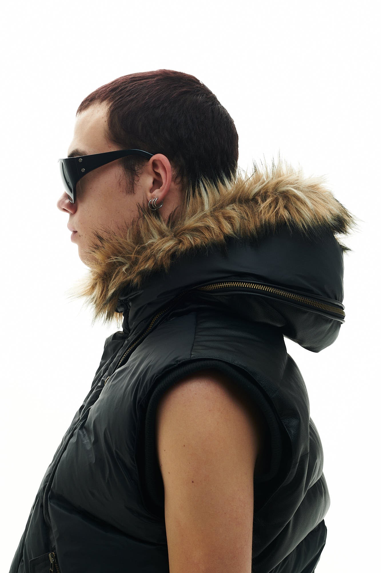 LEATHER/TECH PUFFER VEST